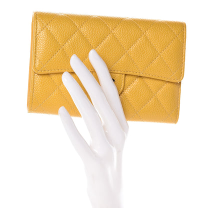 Chanel Caviar Quilted Medium Flap Wallet Yellow 2 of 8