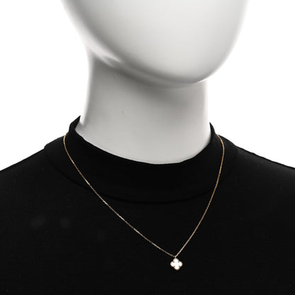 Van Cleef & Arpels 18K Yellow Gold Mother of Pearl Sweet Alhambra Pendant Necklace 2 of 5