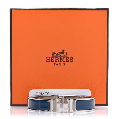 Hermes Narrow Enamel Clic Clac H Bracelet PM Bleu De Genes 6 of 6