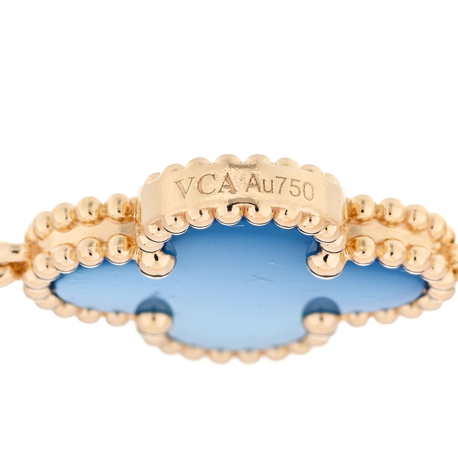 Van Cleef & Arpels 18K Yellow Gold Blue Agate 5 Motifs Vintage Alhambra Bracelet 5 of 6