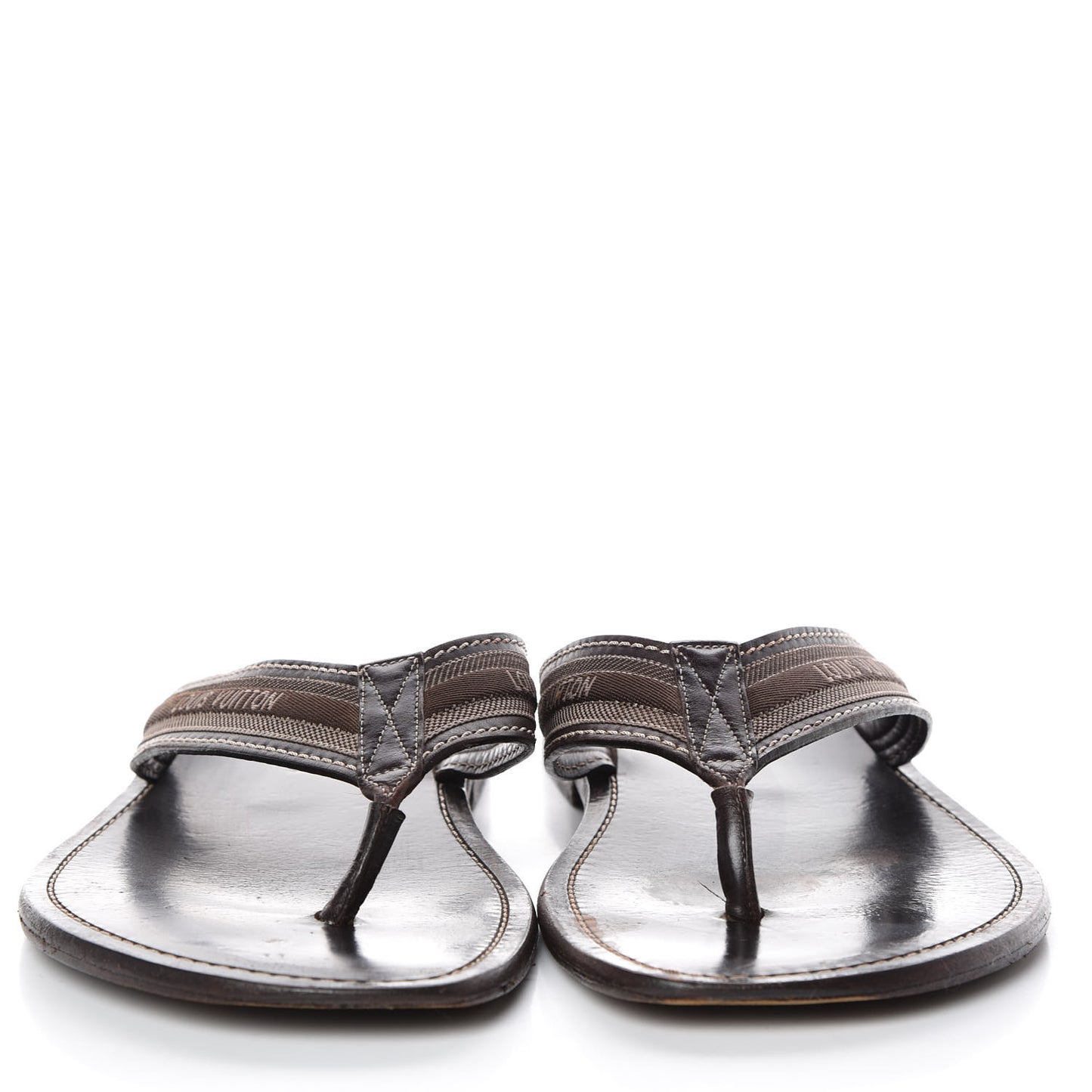 Canvas Damier Mens Thong Sandals 8.5 Brown