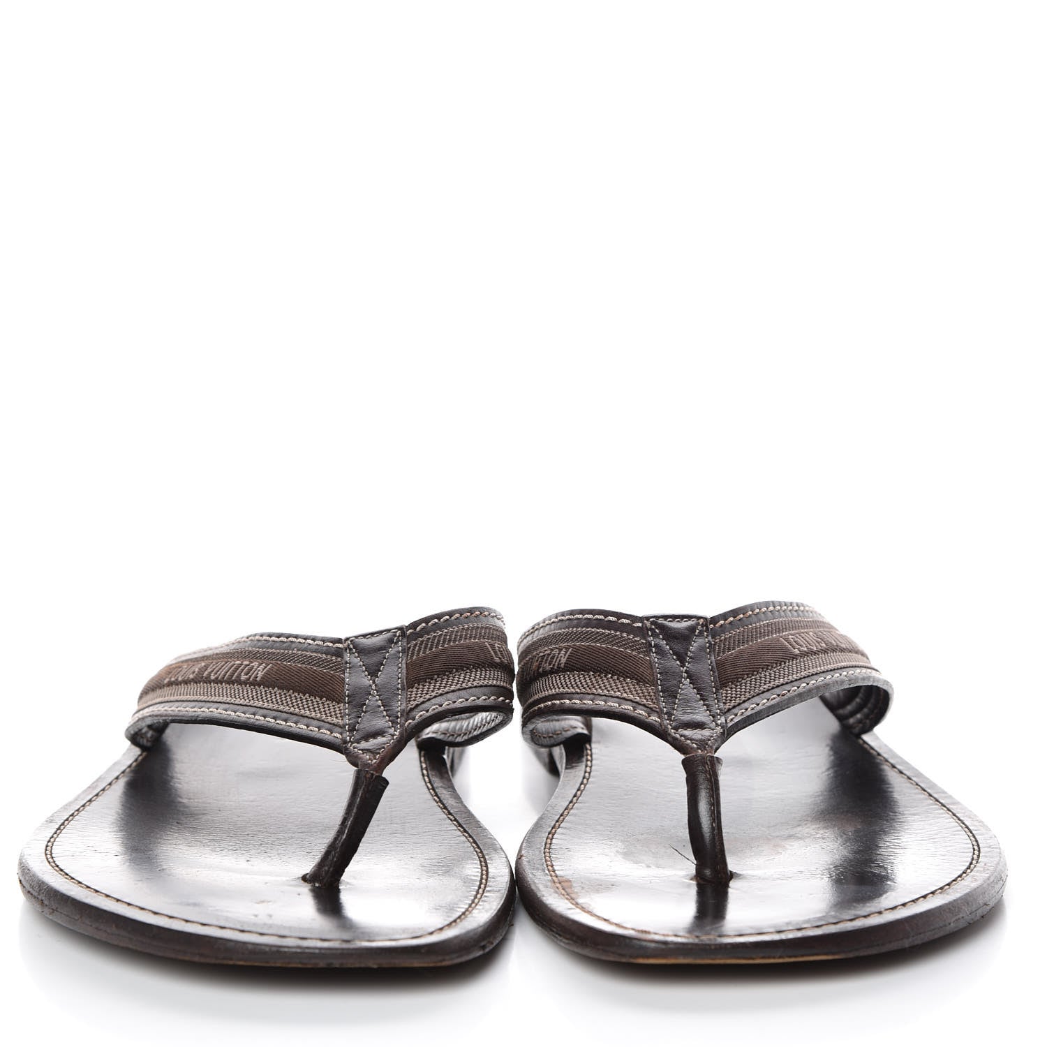 Louis Vuitton Canvas Damier Mens Thong Sandals 8.5 Brown 2 of 11