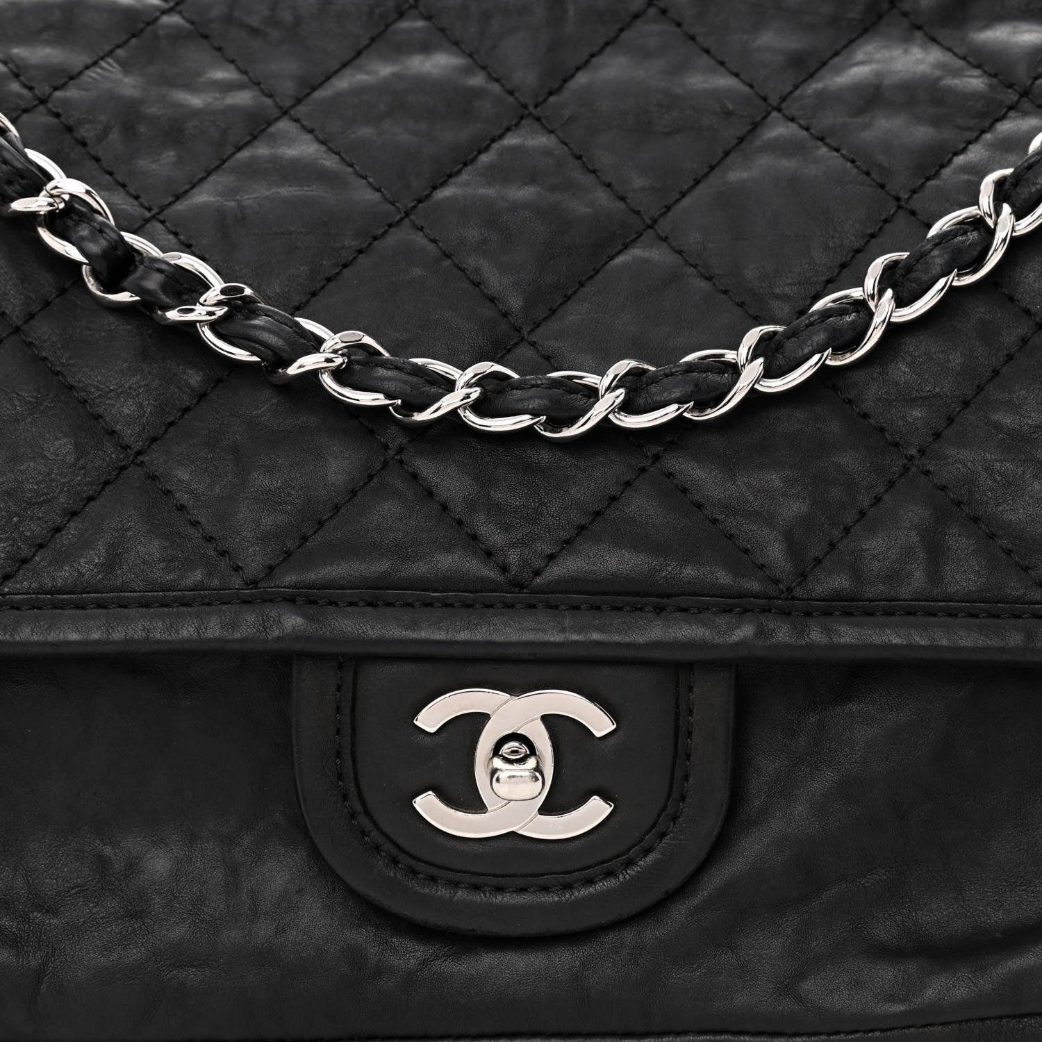 Chanel Washed Lambskin Accordion Flap Black 8 of 10