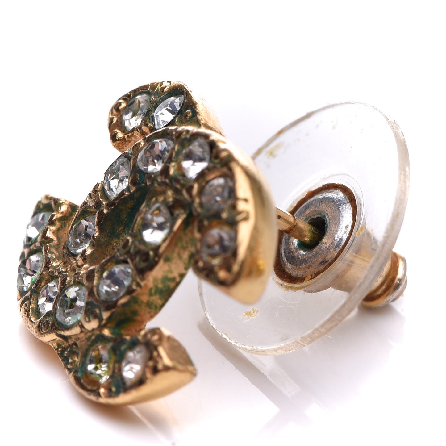 Crystal Mini CC Earrings Gold