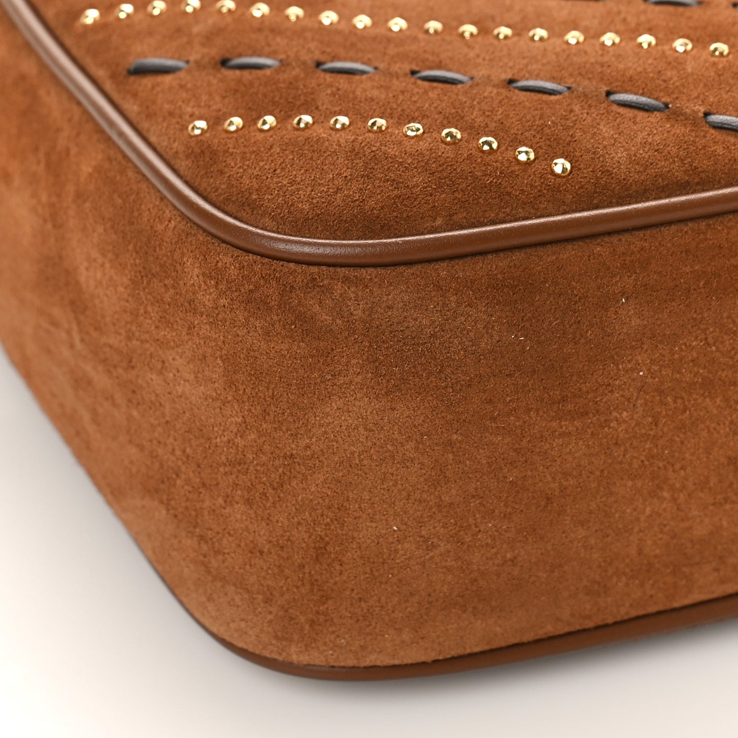 Suede Studded Woven Monogram Lou Camera Bag Cinnamon
