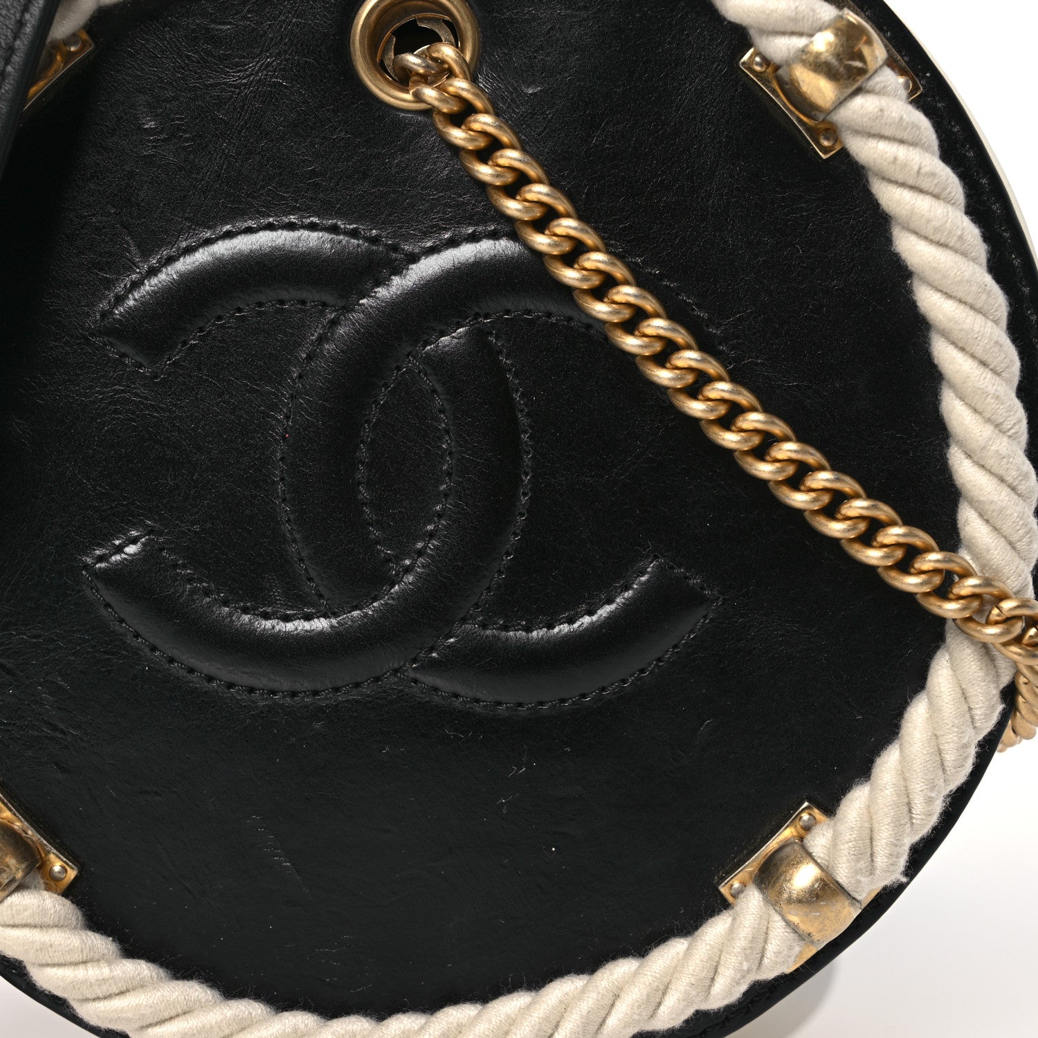 Chanel Crumpled Calfskin Cotton Small En Vogue Round Bag Black 8 of 13