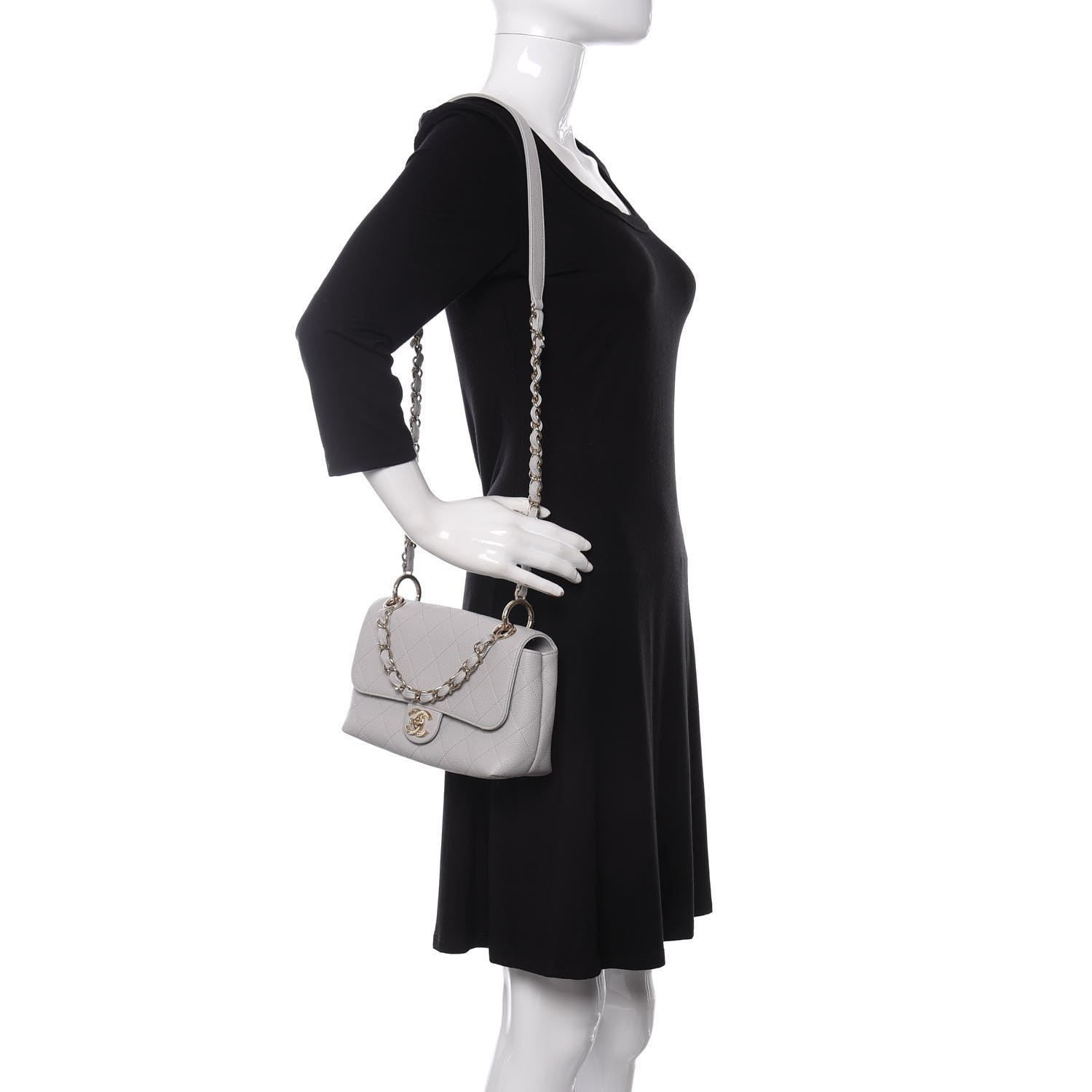 Chanel Caviar Quilted Small City Walk Flap Light Grey 2 of 10