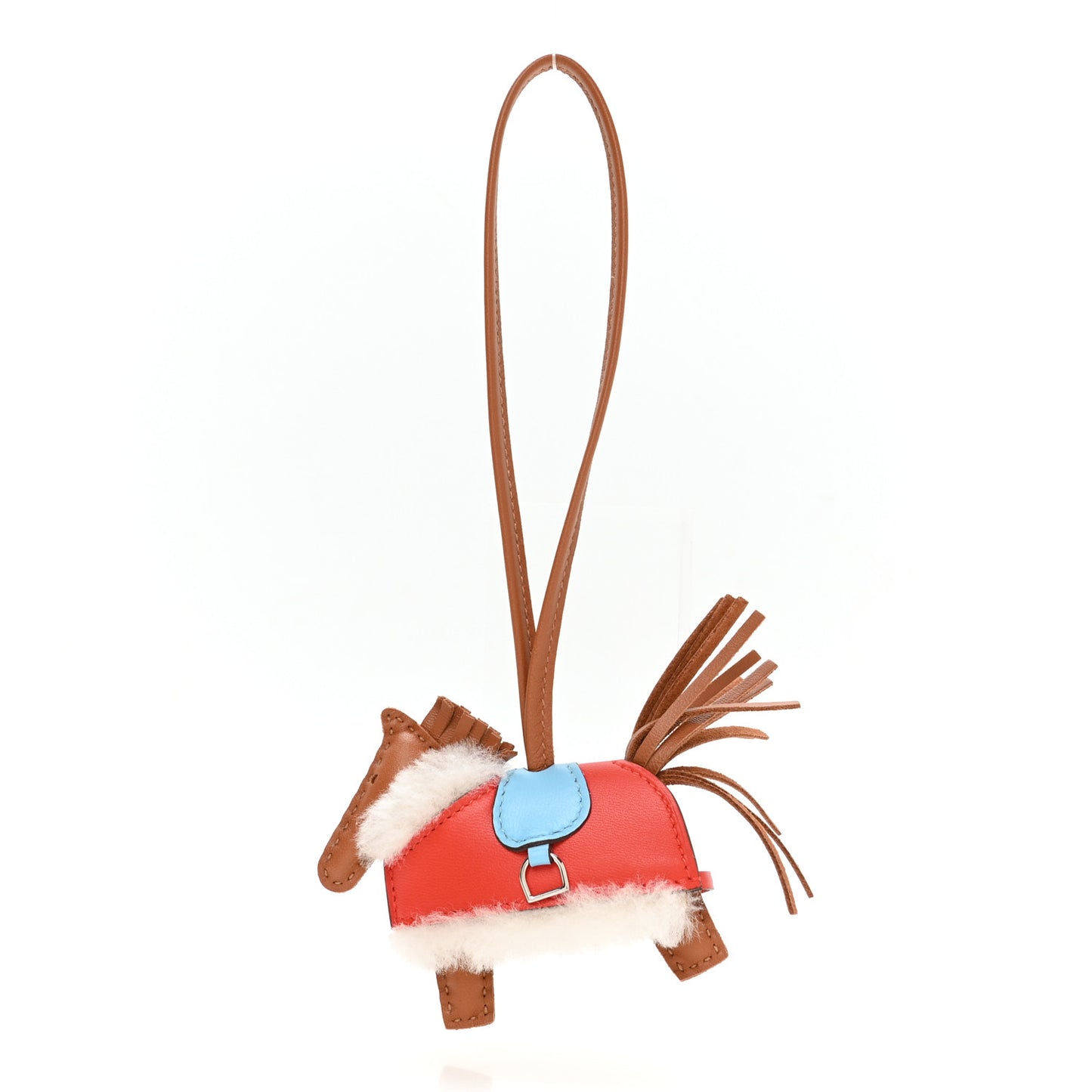 Milo Lambskin Merinos Wool Grigri Rodeo Robeo Plush Bag Charm PM  Gold Celeste Capucine Ecru