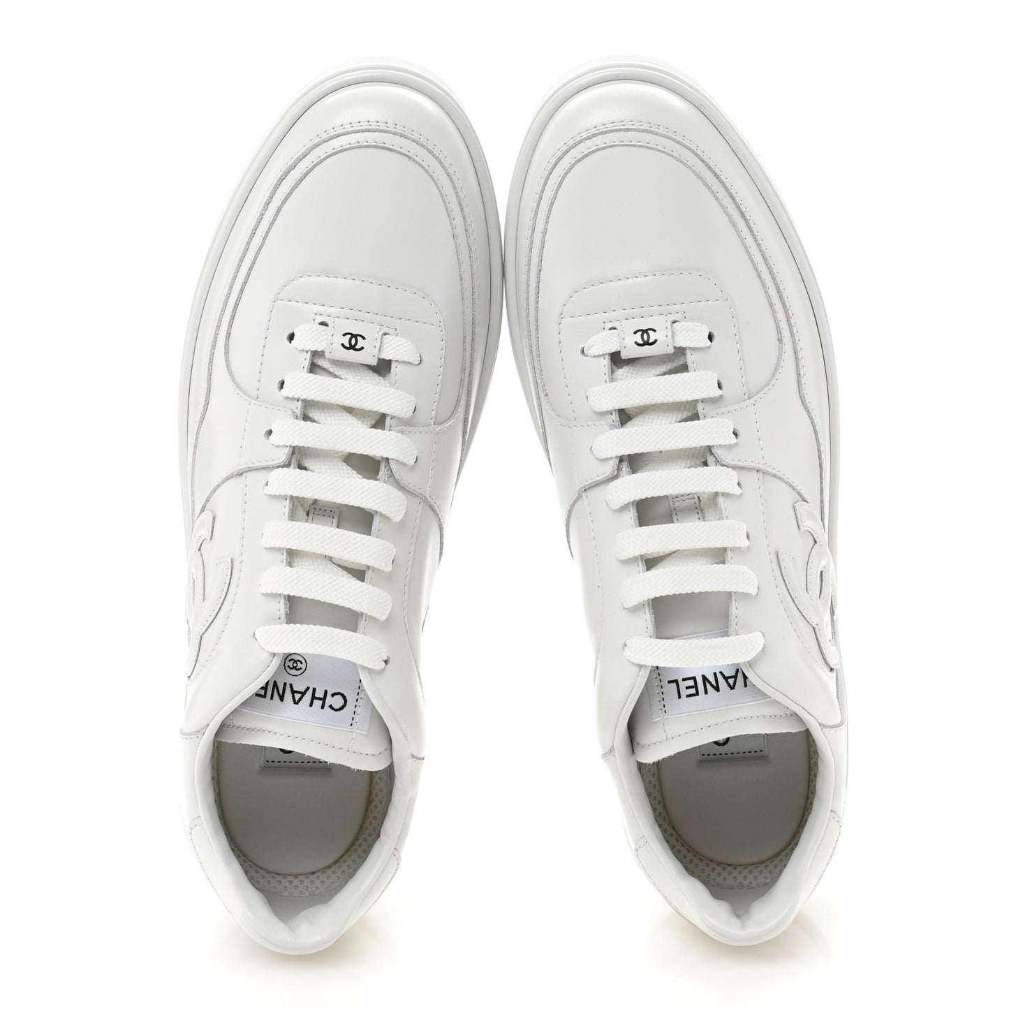 Calfskin Mens CC Sneakers 43 White