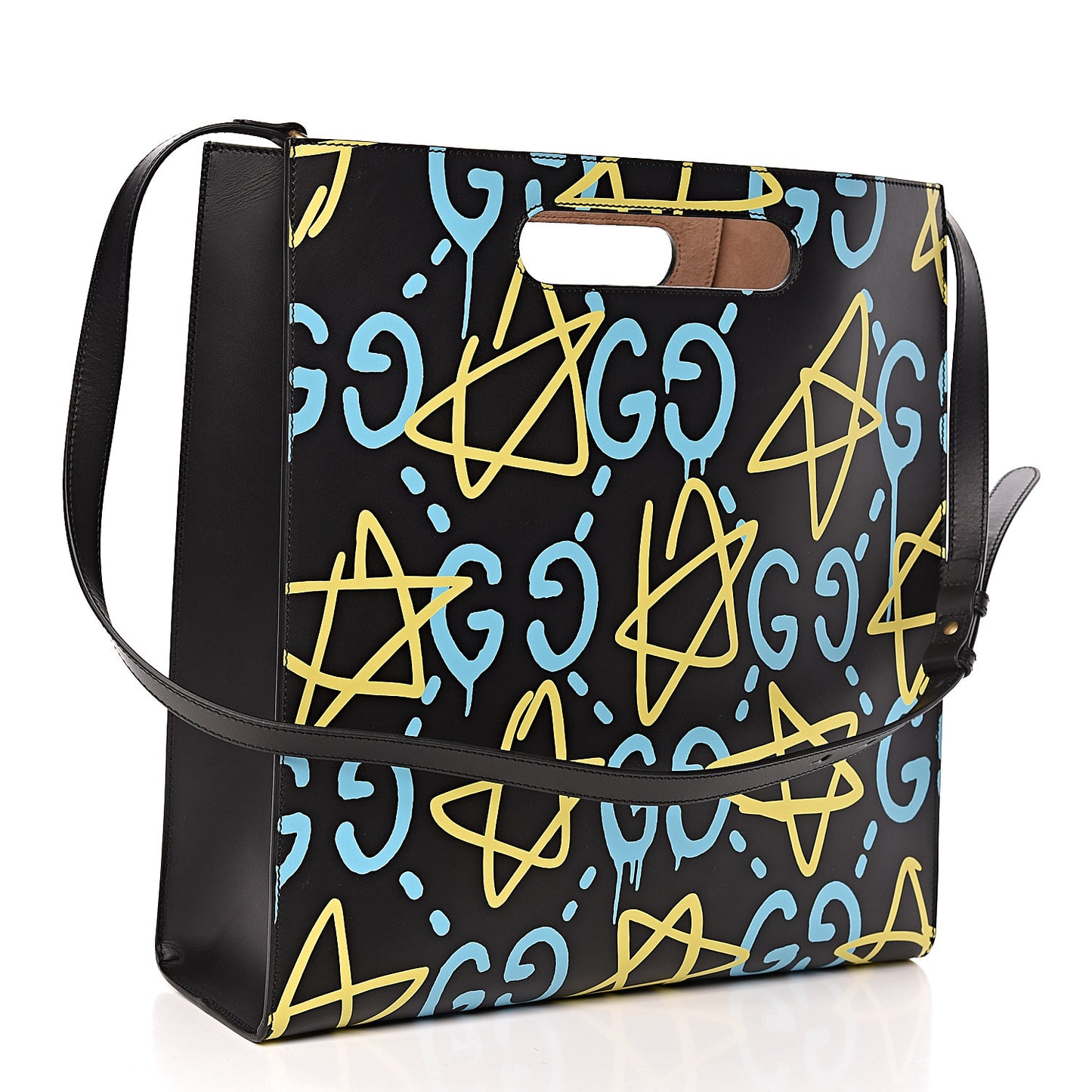 Calfskin GucciGhost Medium XL Tote Black New Acquamarine