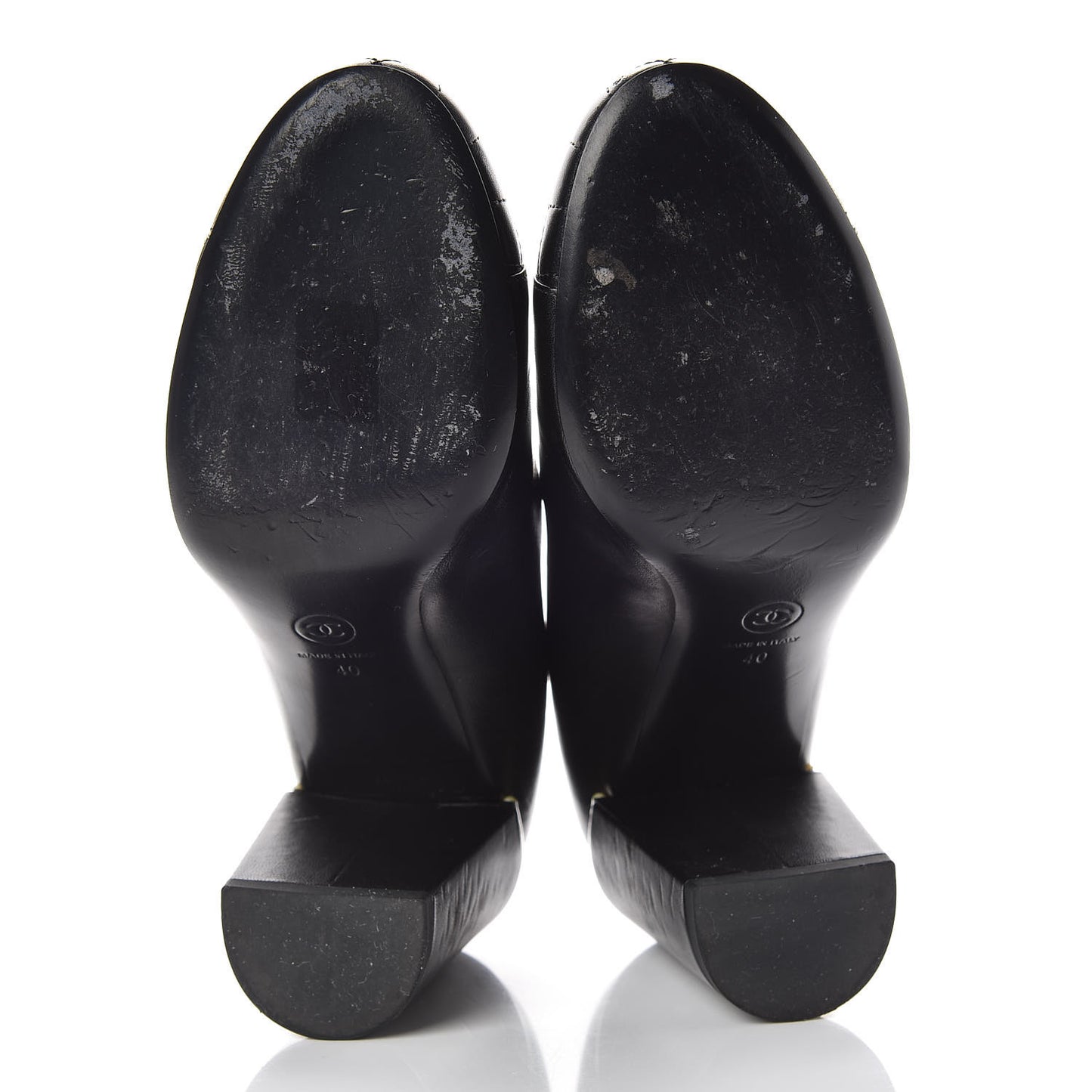 Lambskin Pearl Cap Toe Pumps 40 Black