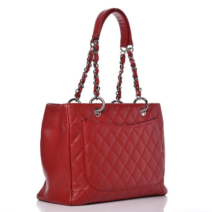 Chanel Caviar Quilted Grand Shopping Tote GST Red 3 of 11