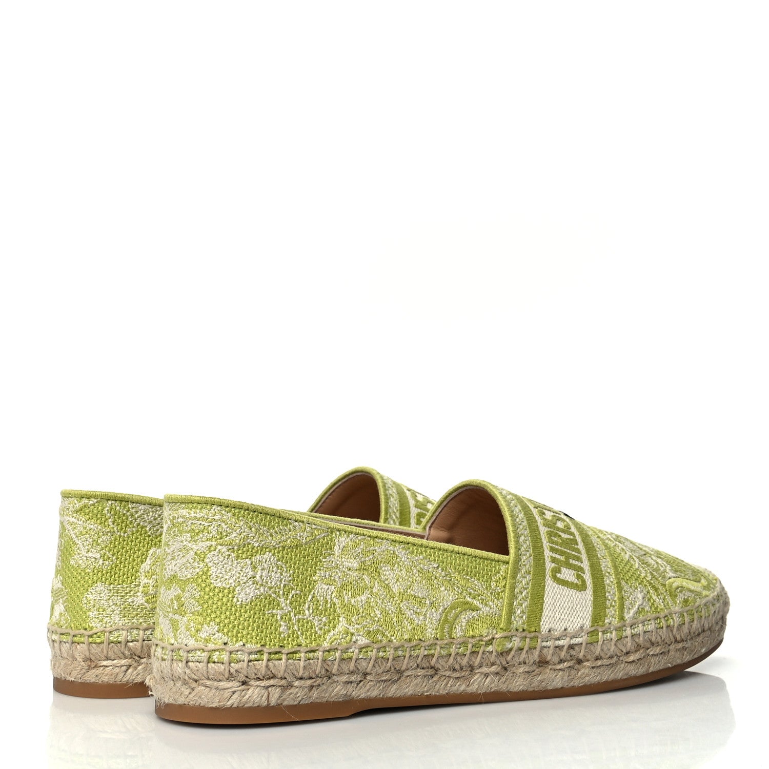 Christian Dior Embroidered Toile De Jouy Granville Espadrille 40.5 Off White Green 4 of 7