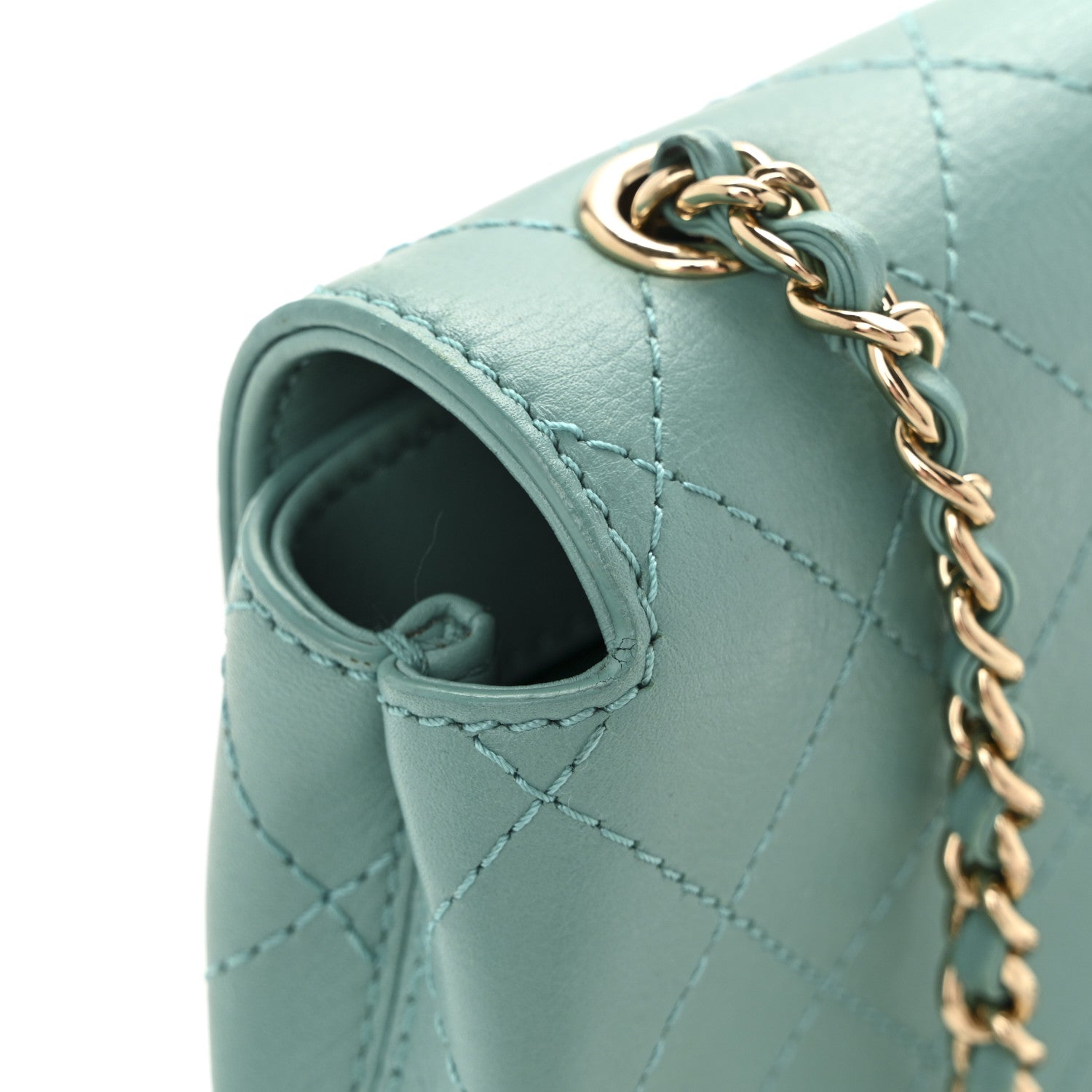 Chanel Calfskin Stitched Small Covered CC Flap Bag Green 14 of 14