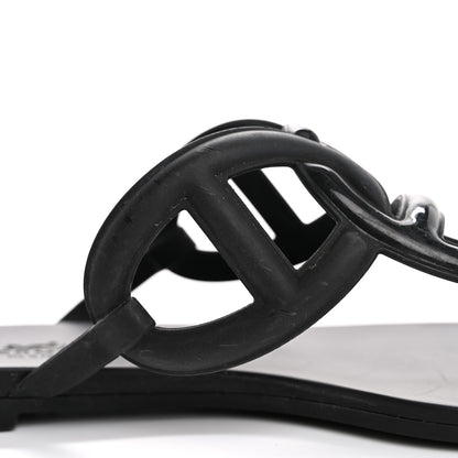 Hermes Rubber Womens Egerie Sandals 39 Black 11 of 12