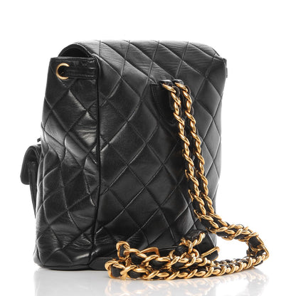 Chanel Lambskin Quilted Drawstring Backpack Black 3 of 12