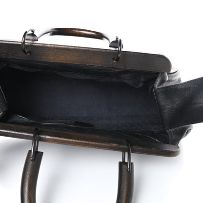 Gucci Buffalo Wood Handle Doctor Bag Black 5 of 16