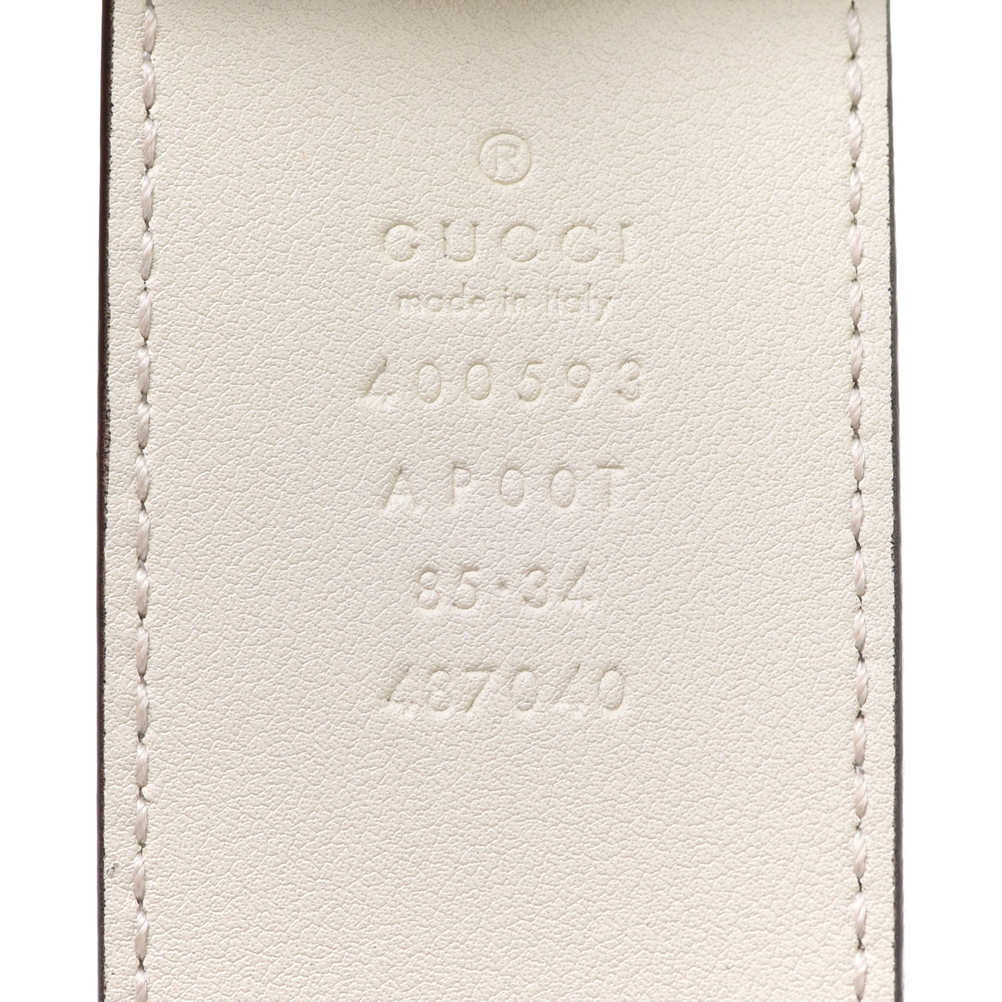 Calfskin Double G 40mm Belt 85 34 Mystic White