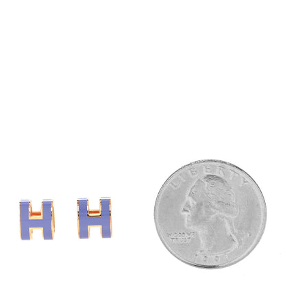 Hermes Rose Gold Lacquered Mini Pop H Earrings Lilac 2 of 6