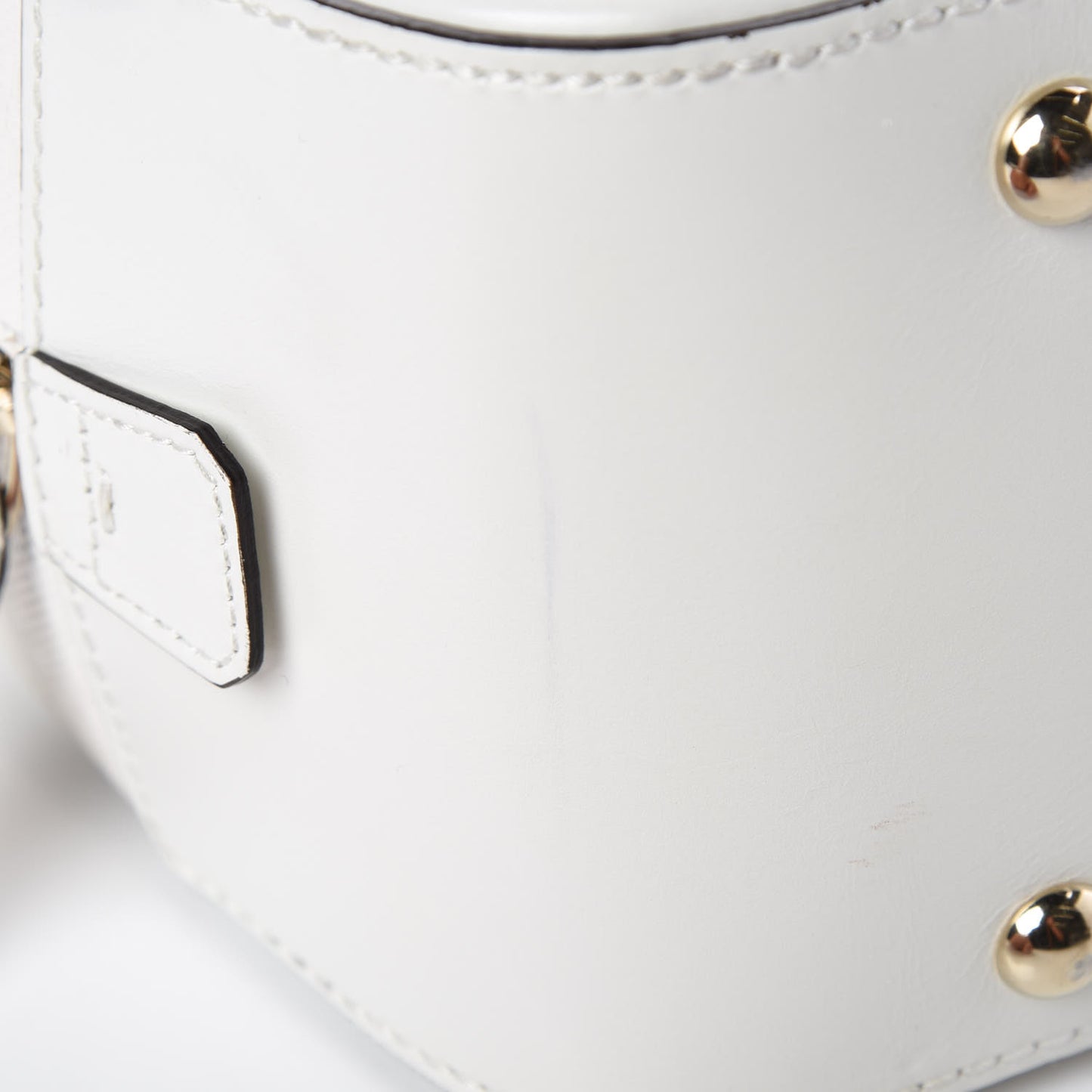 Calfskin Diamante Small Top Handle Bag White