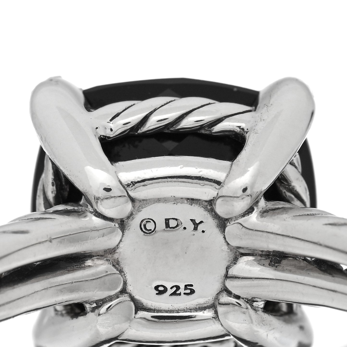Sterling Silver Diamond Black Onyx 11mm Chatelaine Ring 54 6.75