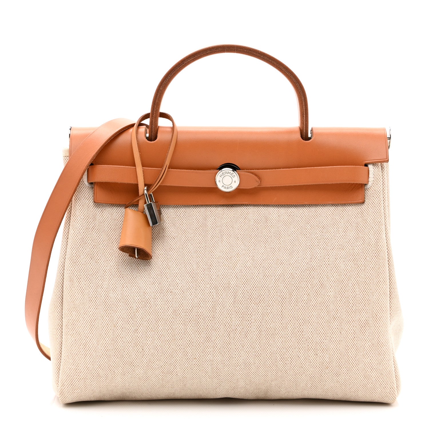Hermes Toile Vache Calfskin Herbag PM 30 Black Natural 1 of 11