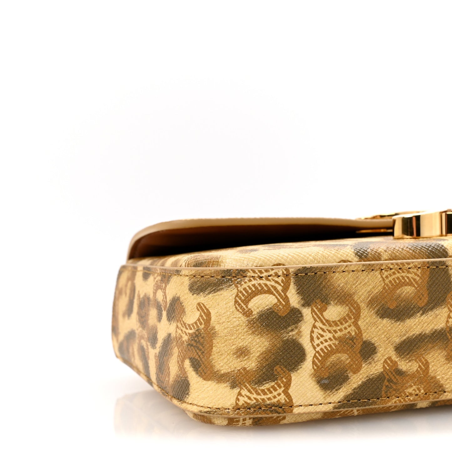 Canvas Leopard Print Triomphe Chain Shoulder Bag