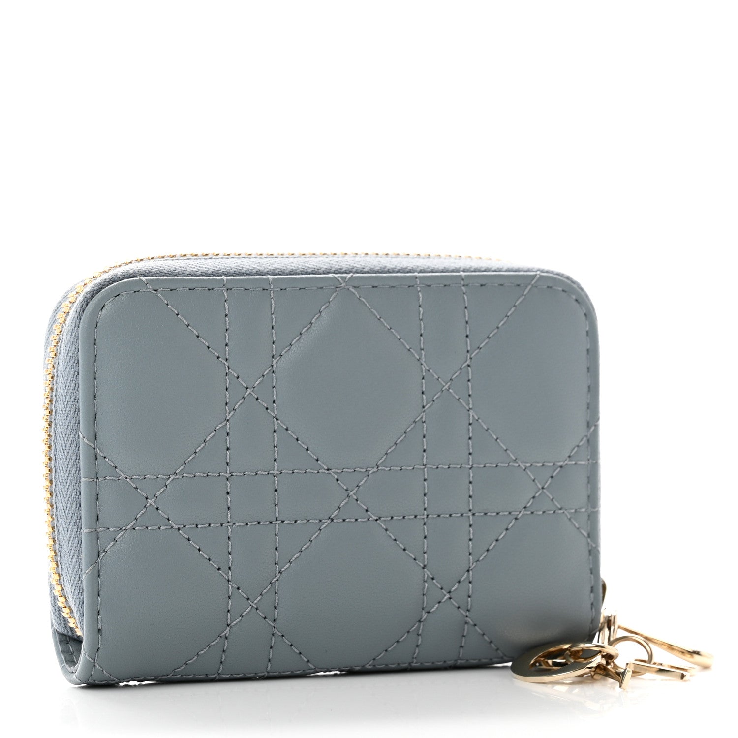 Christian Dior Lambskin Cannage Small Lady Dior Voyageur Coin Purse Cloud Blue 3 of 6
