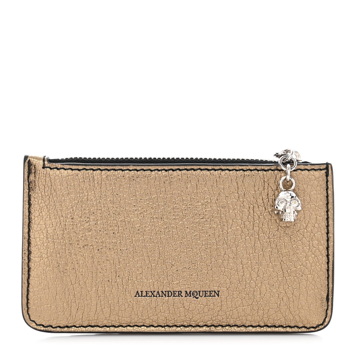 Alexander McQueen Metallic Calfskin Card Holder Wallet Gold 1 of 7
