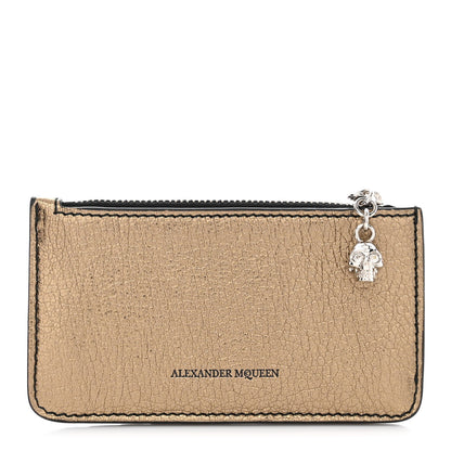 Alexander McQueen Metallic Calfskin Card Holder Wallet Gold 1 of 7
