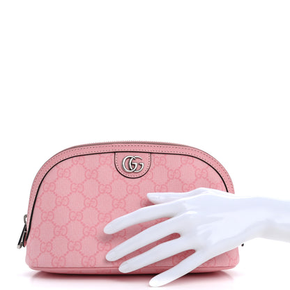 Gucci GG Supreme Monogram Textured Calfskin Large Ophidia Cosmetic Case  Pink 2 of 9