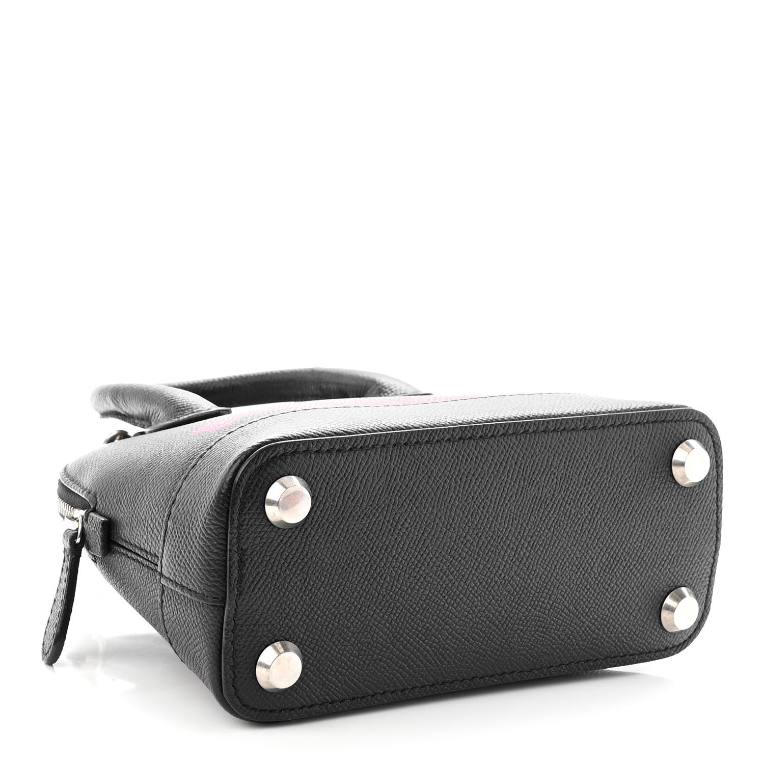 Balenciaga Signature Grained Calfskin Logo XXS Ville Top Handle Bag Black Rose Shocking 4 of 9