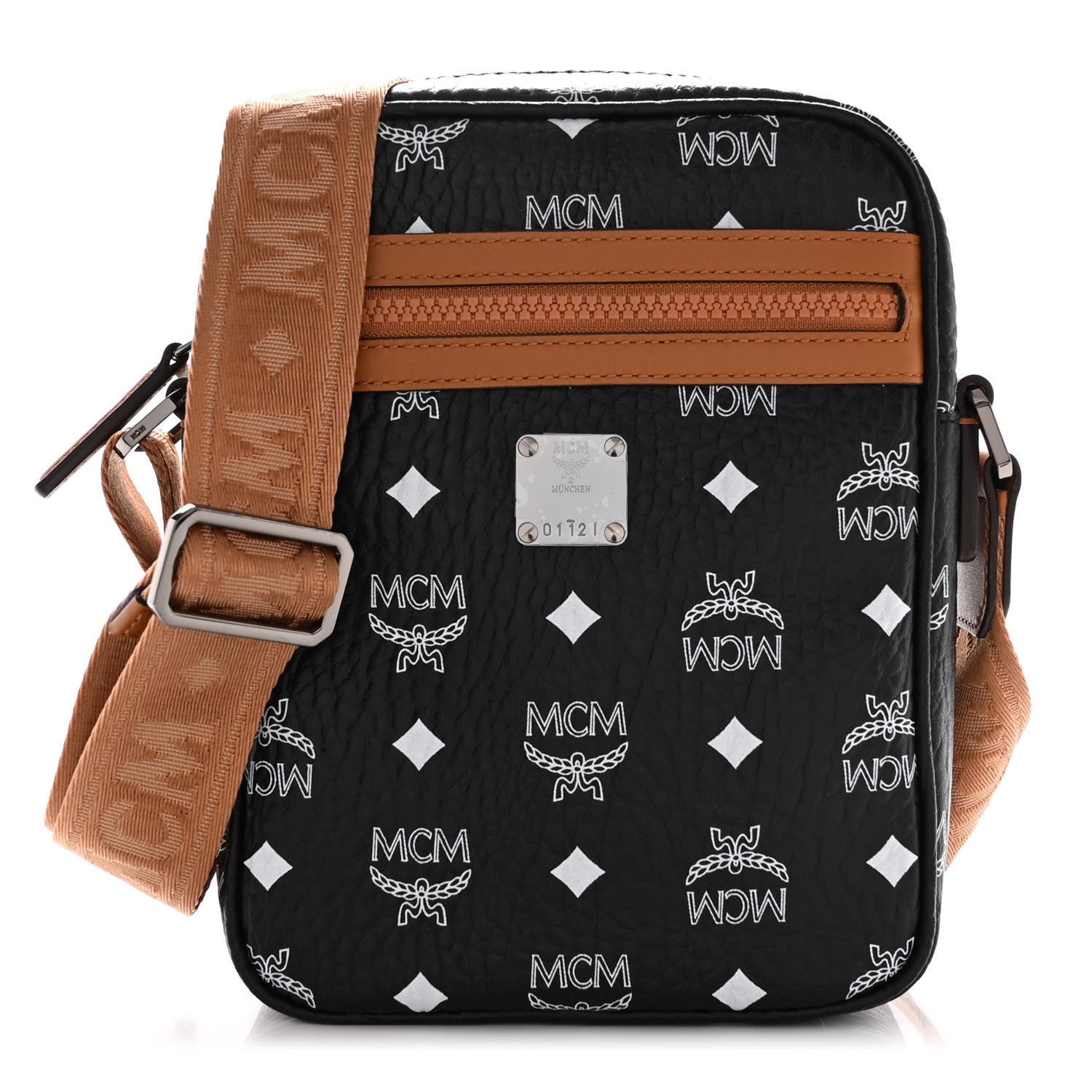 MCM Visetos Camera Crossbody Bag Black Cognac 1 of 9