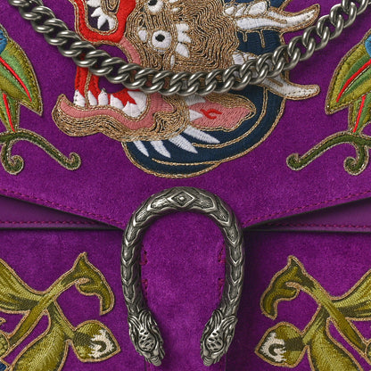 Gucci Suede Dragon Embroidered Medium Dionysus Shoulder Bag Bright Purple Multicolor 8 of 11