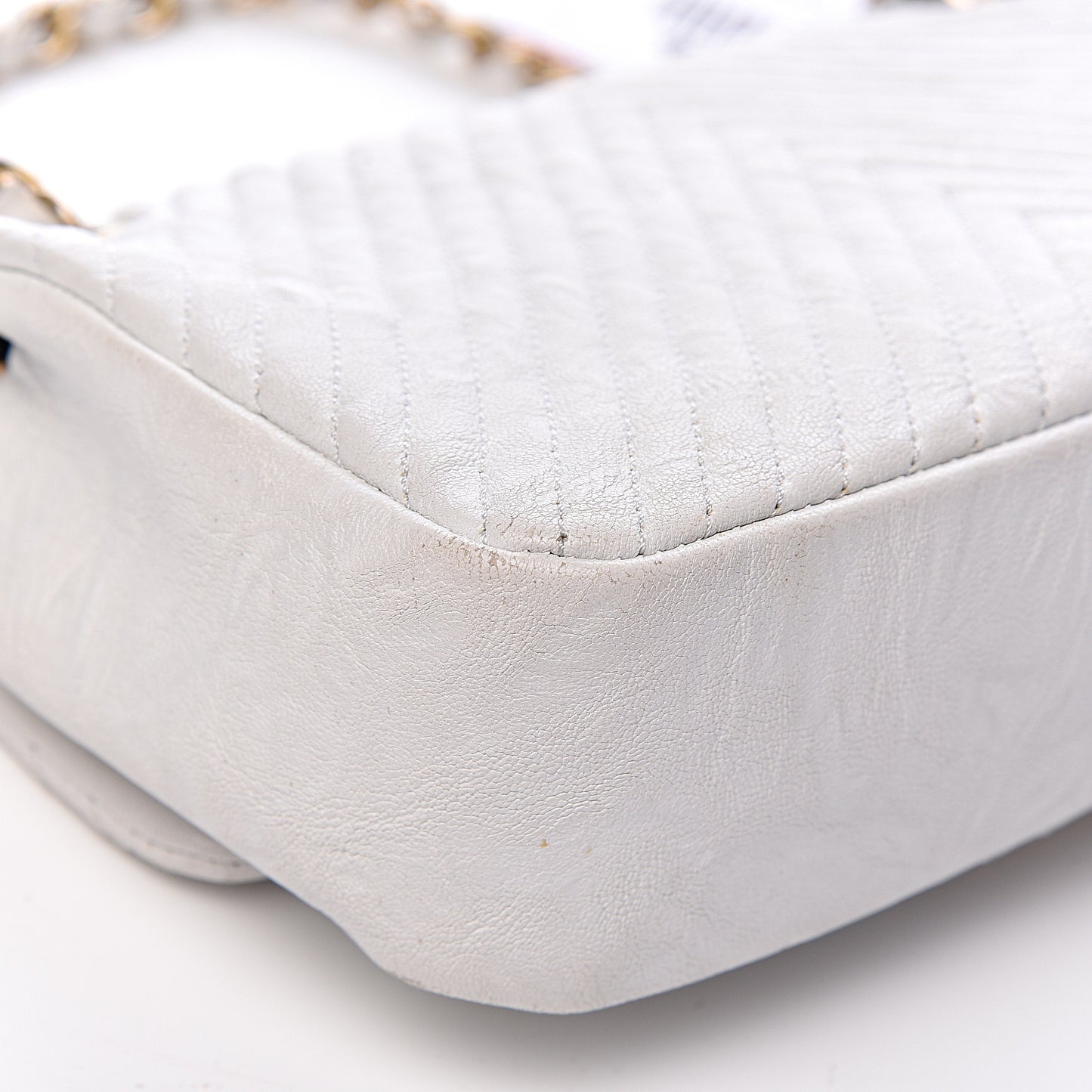 Calfskin Surpique Chevron Small Flap White