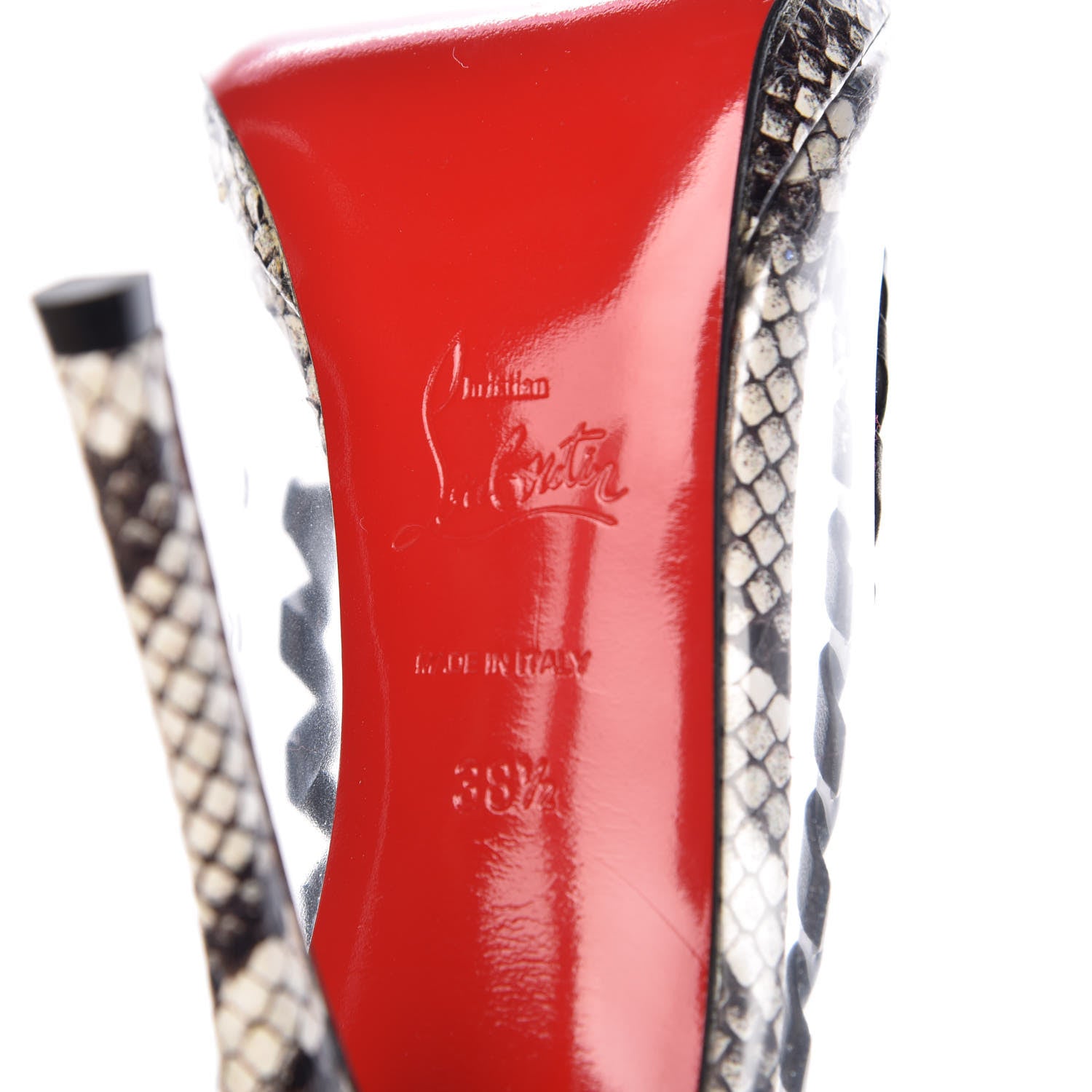 Christian Louboutin Watersnake Printed Nappa PVC Hargaret 120 Pumps 38.5 Roccia 6 of 8