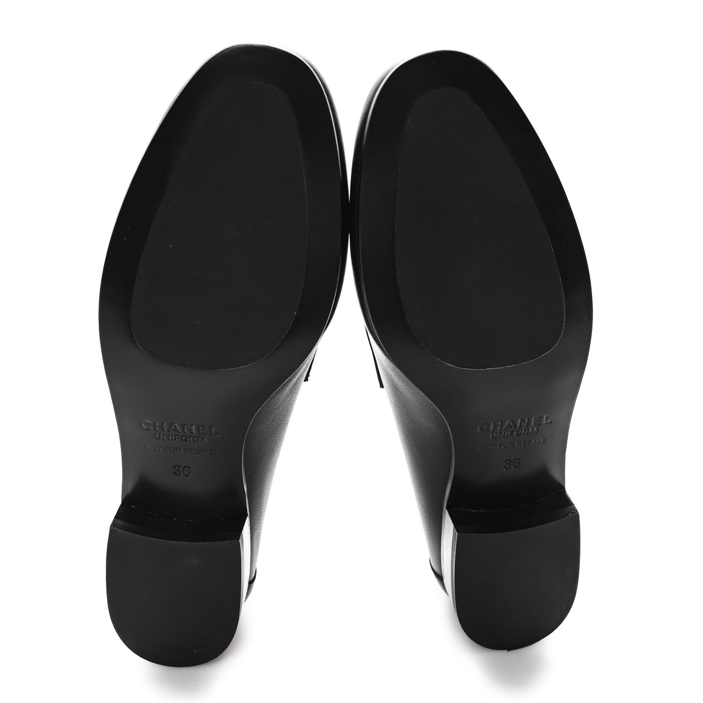 Calfskin Womens Stitched CC Loafers 36 Black