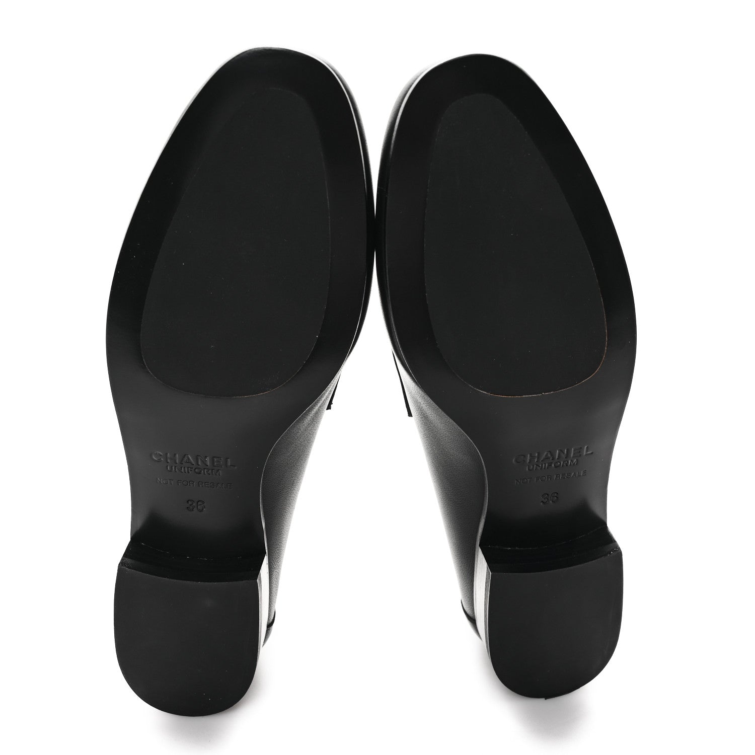 Chanel Calfskin Womens Stitched CC Loafers 36 Black 6 of 9