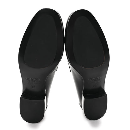Chanel Calfskin Womens Stitched CC Loafers 36 Black 6 of 9