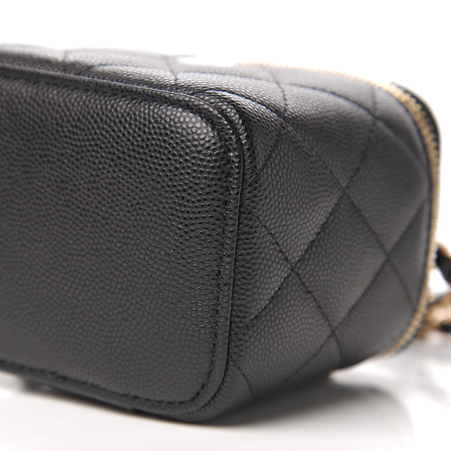 Caviar Quilted Mini Vanity Case With Chain Black