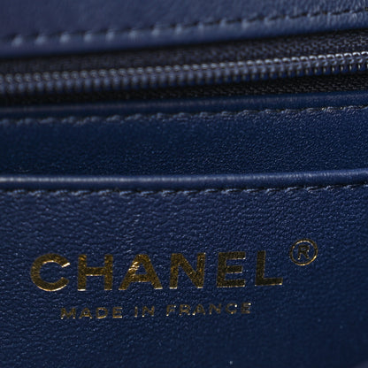 Chanel Lambskin Quilted Mini Top Handle Rectangular Flap Navy Blue 6 of 12