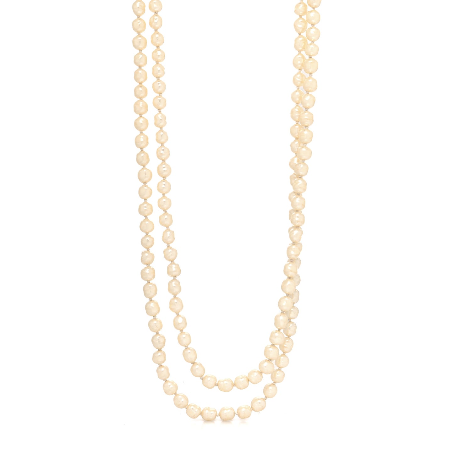 Pearl CC Long Necklace Gold