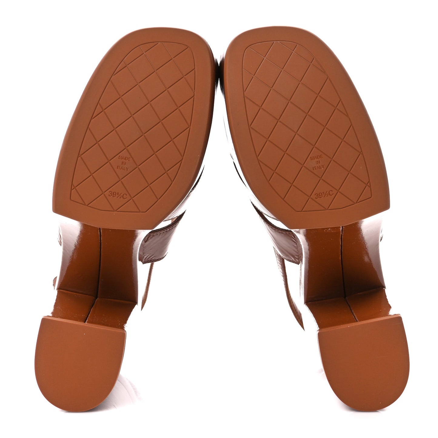 Crumpled Patent Lambskin Platform Sandals 39.5 Light Brown