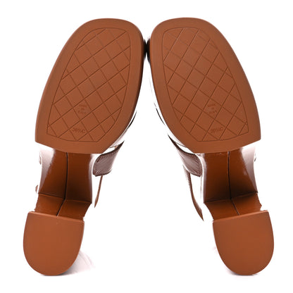 Chanel Crumpled Patent Lambskin Platform Sandals 39.5 Light Brown 5 of 10