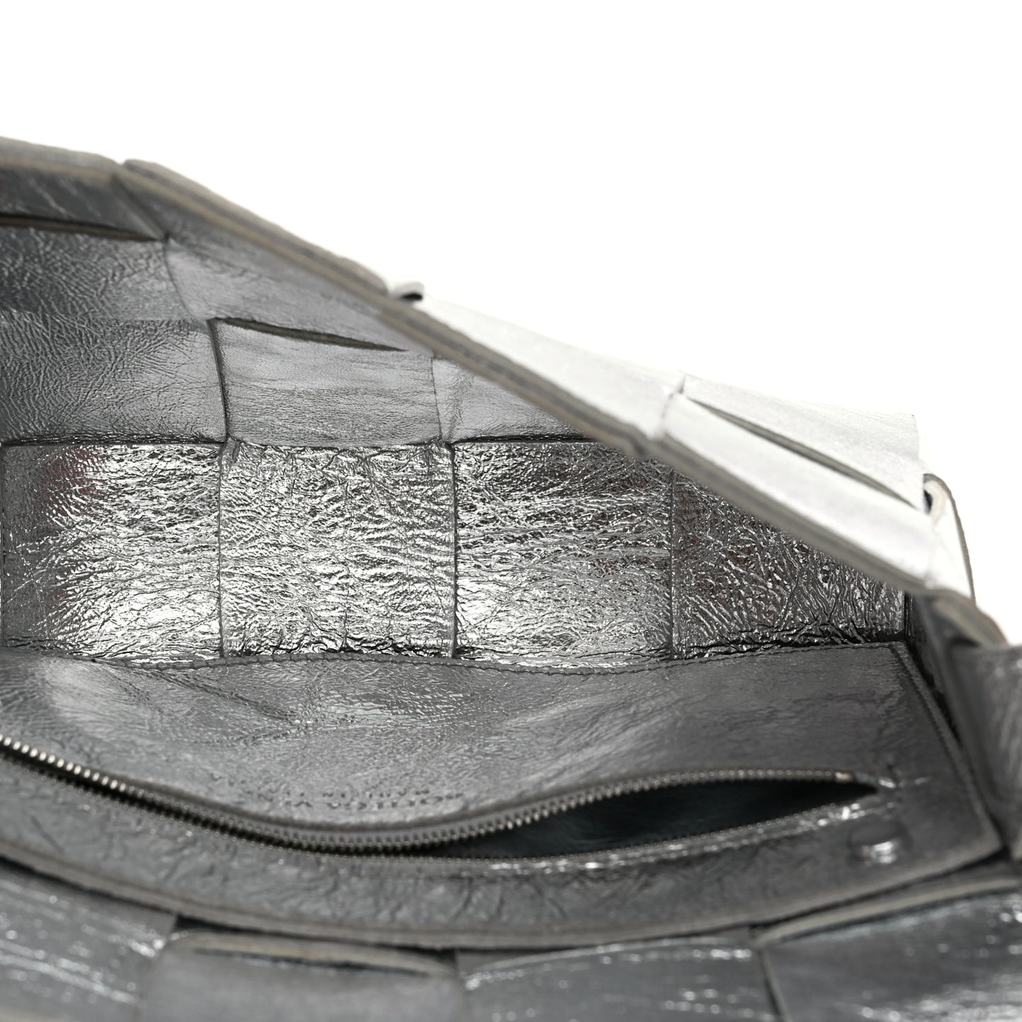 Metallic Lambskin Maxi Intrecciato Cassette Crossbody Bag Silver