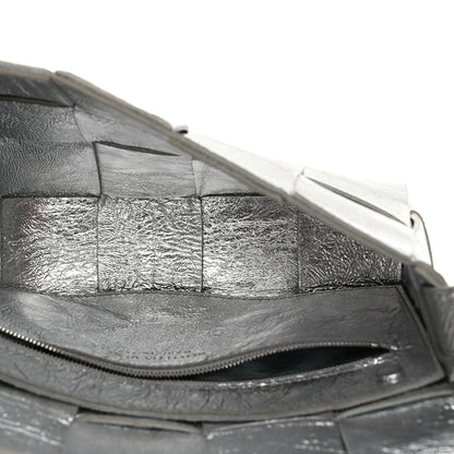 Bottega Veneta Metallic Lambskin Maxi Intrecciato Cassette Crossbody Bag Silver 5 of 10