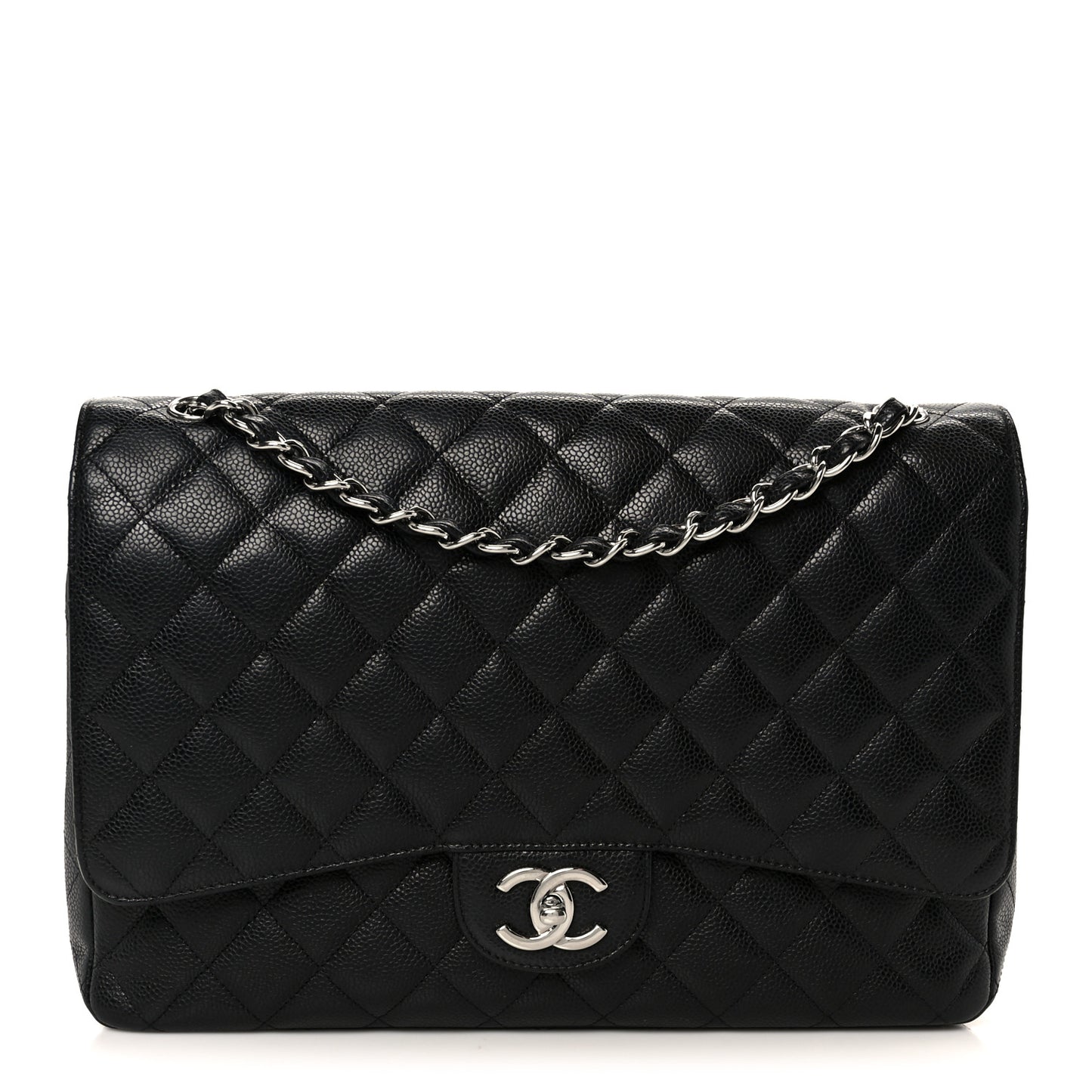 Caviar Quilted Maxi Double Flap Black