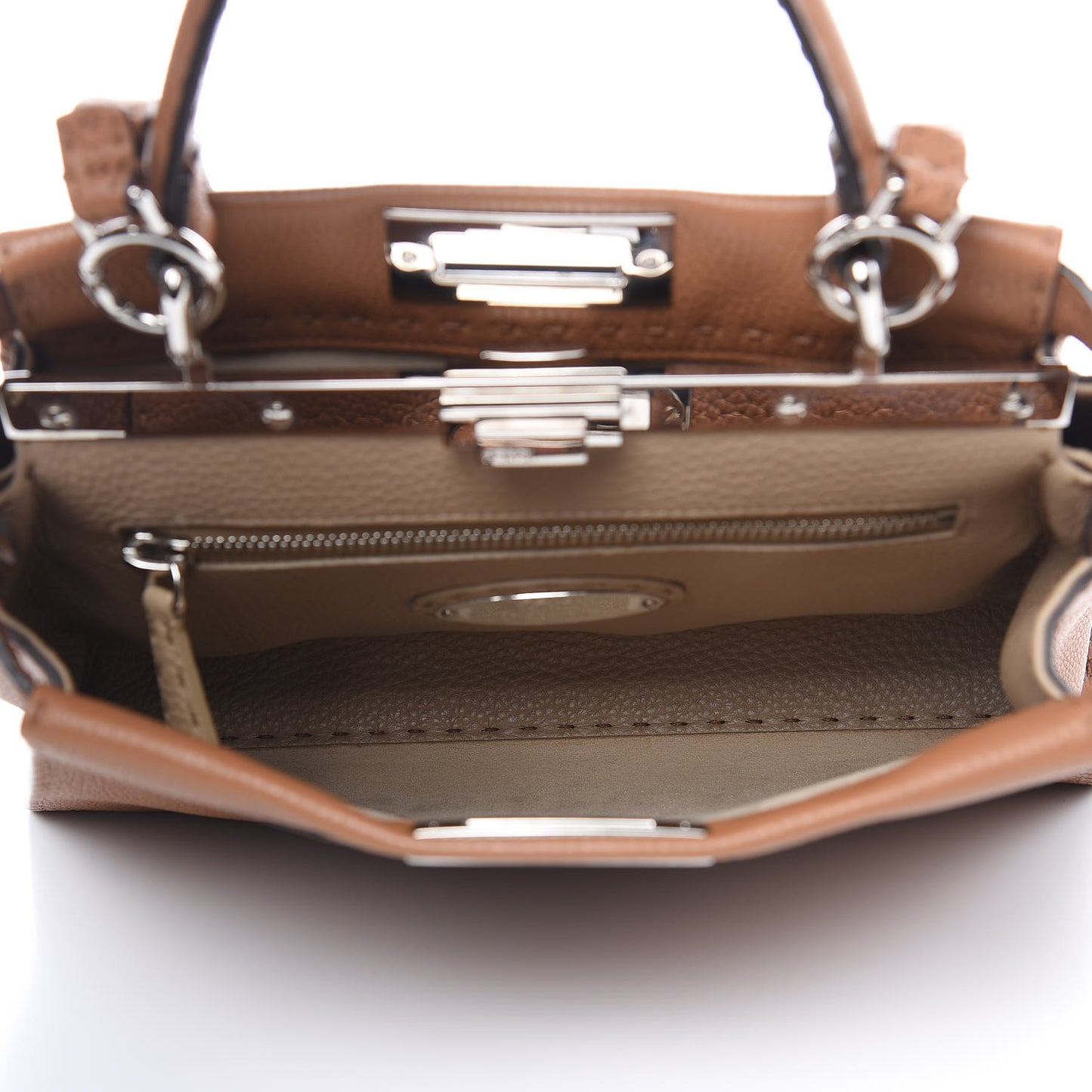 Cuoio Romano Selleria Bi-Color Medium Peekaboo Iconic Satchel Mou Deserto