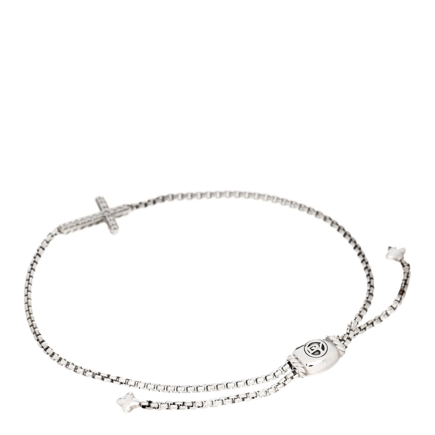 Sterling Silver Diamond Petite Pave Cross Bracelet