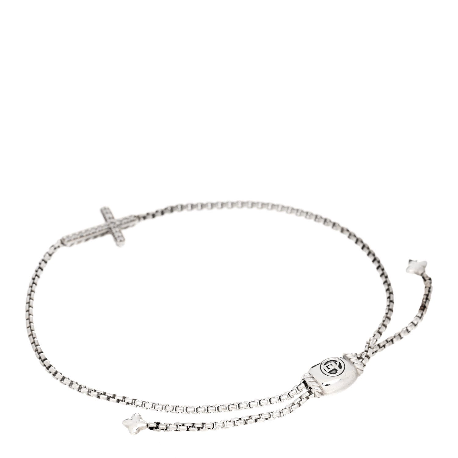David Yurman Sterling Silver Diamond Petite Pave Cross Bracelet 2 of 4